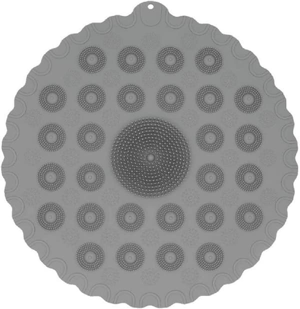 Halkfri rund duschmatta Silikonmassagebadmatta för dusch, badrum, diameter 58 cm (grå)