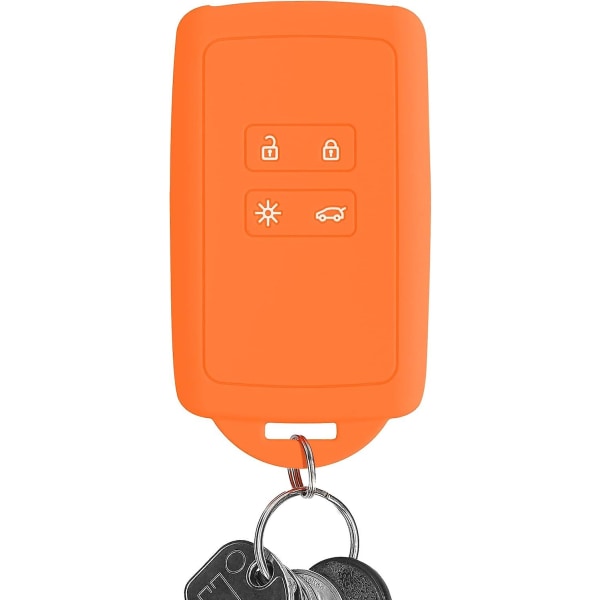 Orange-färgad Nyckeltillbehör Kompatibel med Renault Smart Key 4 Knappar - Mjuk Silikonhölje med Nyckelhuvud