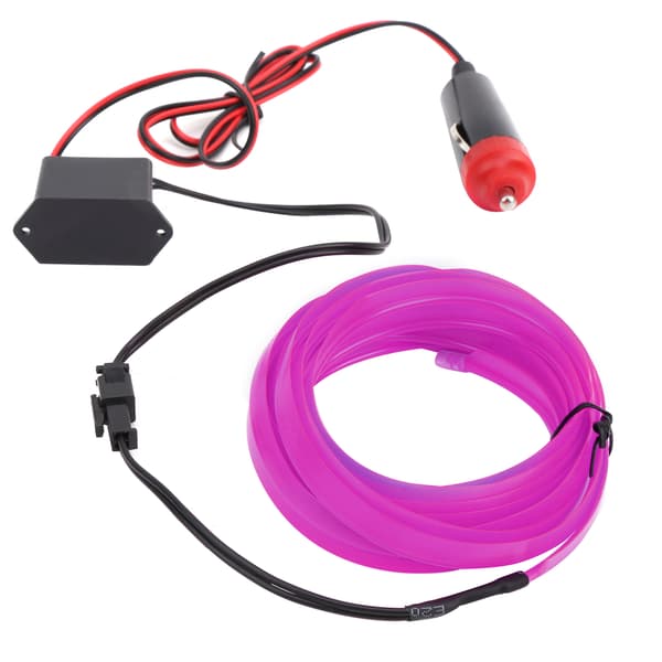 3 meter bilinteriørbelysning Auto LED-strip cigarettænder ledningsrør neonlys lilla