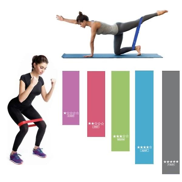 5-pakke treningsbånd, motstandsbånd, yoga, rehab Multicolor One Size