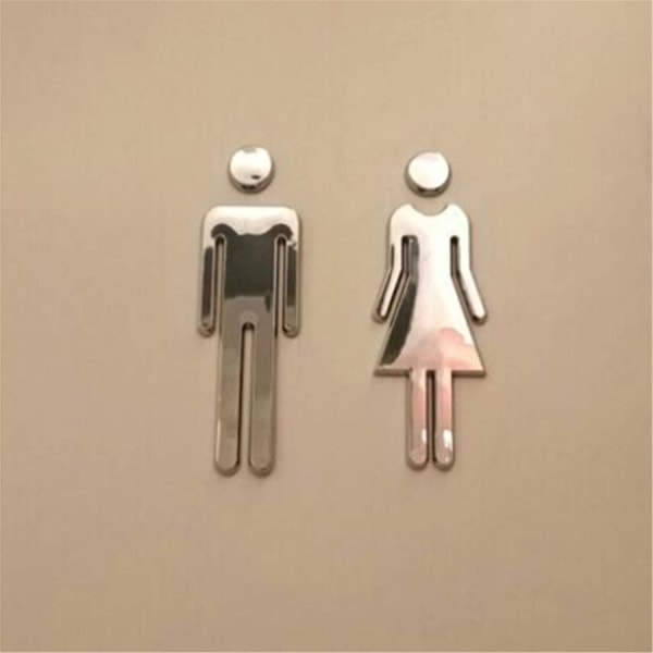 Toilet Sign Self Adhesive Door Stickers Male And Female Door Signs For Store Restaurant(12cm)