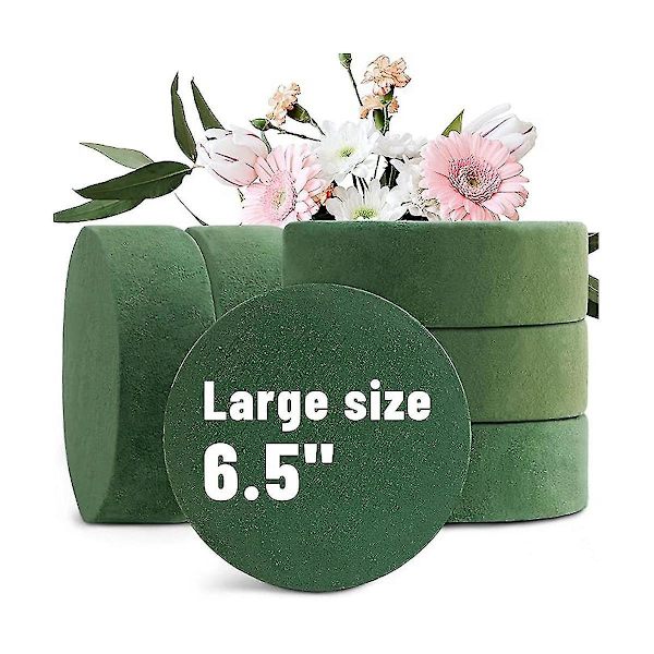 6 Pack Runda Blomsterfoamblock, 6,5 tum Torrt Blomsterfoam för Konstgjorda Blommor för Bröllopsgång