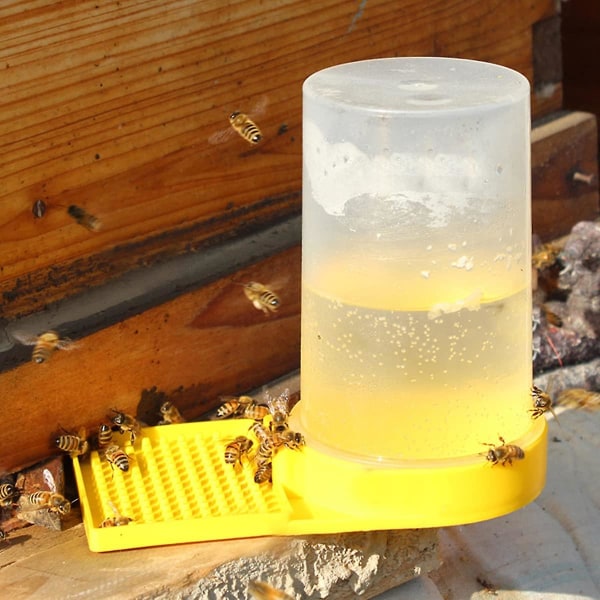 Honningvandsautomater til bier, 3 stk. Gul drikkevare Biavlertilbehør Plastvæskefodringssystem Bier Biavlerværktøj Bikubedrikkerfodring E