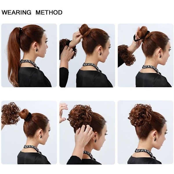 Scrunchy Scrunchie Bun Updo Håraccessoar Hårfästet Hästsvansförlängningar Hårförlängningar Vågig Lockig Slarvig Hårf bulle Donut Hårförlängningar Håraccessoar Peruk B Bleach blonde