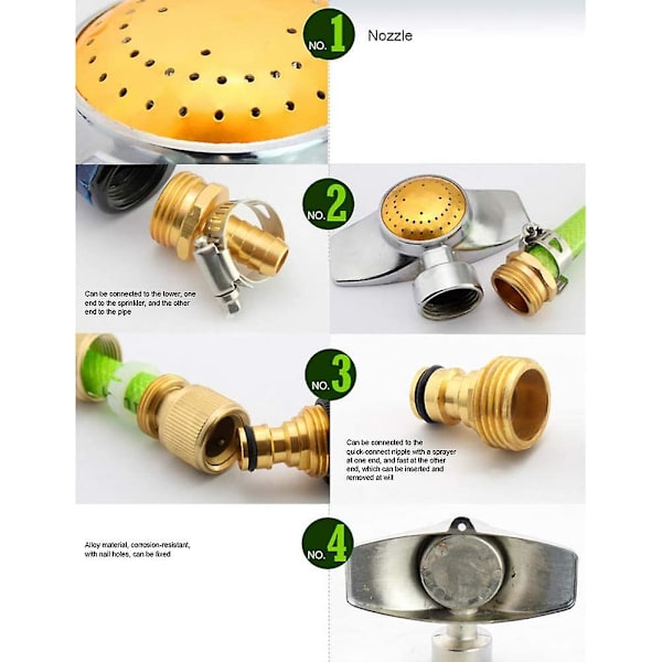 Sirkelsprinkler, 360 Graders Plensprinkler Vannbesparende Sprinkler For Små Og Middels Størrelser 3/4 Tomme