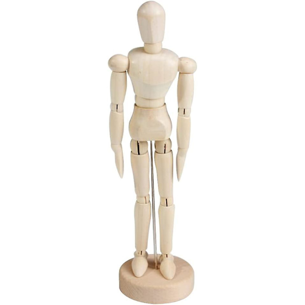 Træfigur Model Menneske Kunst Mannequin Manikiner Til Kunstnere Skitse Kul Hjem Kontor Skrivebord Dekoration Børns Legetøj (1 stk, Træfarve)