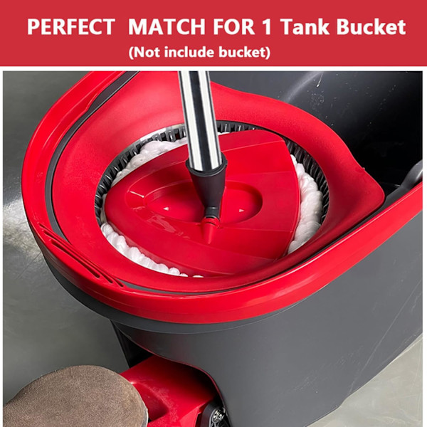 Punainen pyörivä mopin pääosa ja moppivarsi Vleda Turbo Spin 2-in-1 -säiliömoppiin, kolmion muotoinen pyörivä mopin päälevy Turbo Smart /E -moppiin Red Base,silver Handle