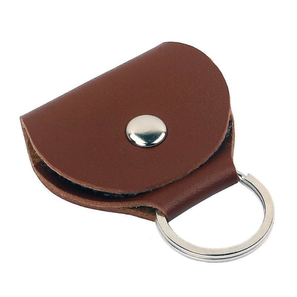 Læder Plektrum Holder Nøglering Holdbar Materiale Til Elektrisk Akustisk Bas Guitar (2 stk, Sort+Brun)