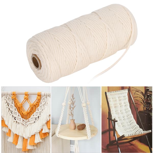 100m Bomuldsreb 3mm Enkelt Snoet Bomulds Macrame Garn til DIY Håndværk