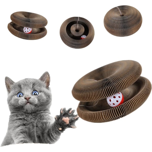 Katt Leksak, 2 i 1 Kartong Kattklösbräda, Magisk Vikbar Klösbräda, Intressant Kattklösleksak Med Klockkula, Vikbar Interaktiv Sc