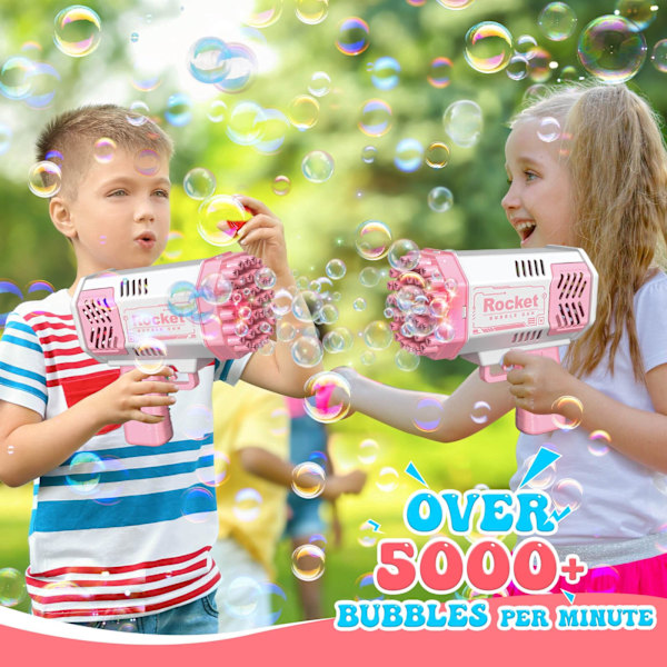 Leksaker för 3-8 åriga pojkar och flickor: 2-pack bubbelmaskin för barn med bubbellösning för barn småbarn 4-6 år utomhus bröllopsbubblor trollstavar Pink + Pink