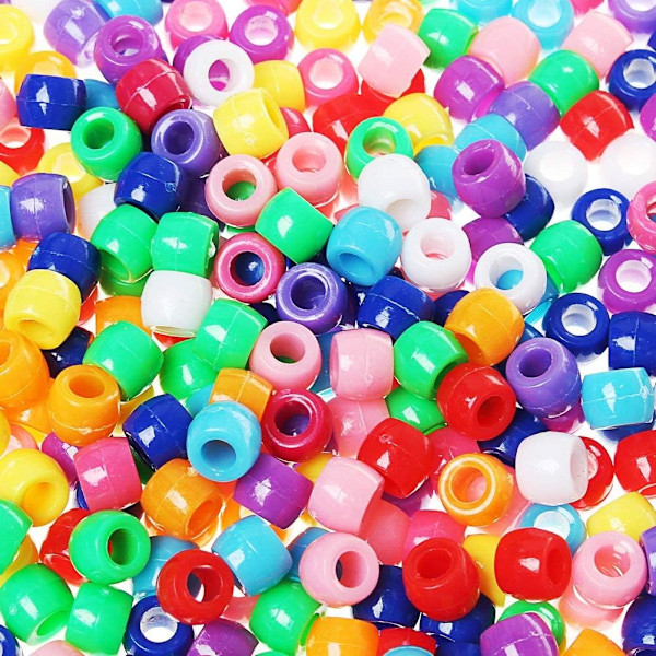 1200 st Pony Beads i Bulk, Flerfärgade Plastarmbandspärlor Runda Regnbågsfärgade Pärlor för Hantverk Smyckestillverkning Multicolored,Mixed Color,Purple 6x8mm