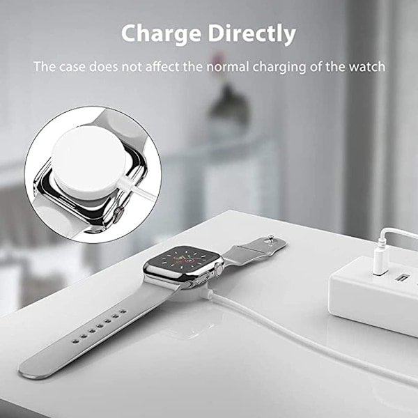 2-pack fodral 40 mm kompatibelt med Apple Watch Series 6 5 4 Se 40 mm härdat glass skärmskydd fodral, pläterad hård PC-skydd full täckning stöttålig Silver+Silver 40mm
