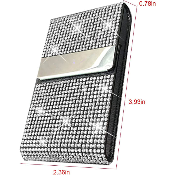 Bling visitkortholder etui, med krystal diamanter rhinestones med magnetisk lukning, navnekortholder pung kortholder