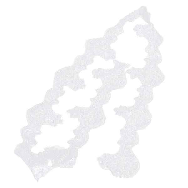Dekorativ blondeperlebånd polyesterbrodert lapp klesdekorasjonstilbehør 1 yard hvit