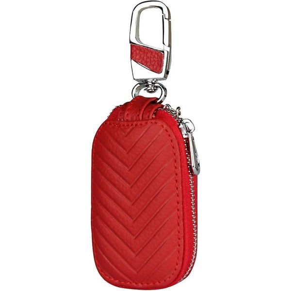 Auton avaimen case, kannettava avainnipun case ja minikolikkotasku, metallikoukku ja vetoketju, auton avaimen cover - A - punainen