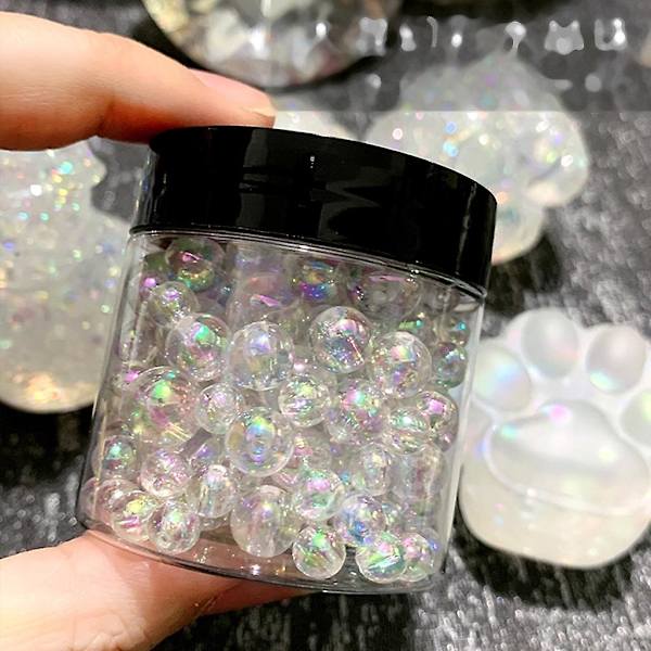 Färgglada glasbubblor pärlor mikro kaviar pärlor iriserande vattendroppar pärlor