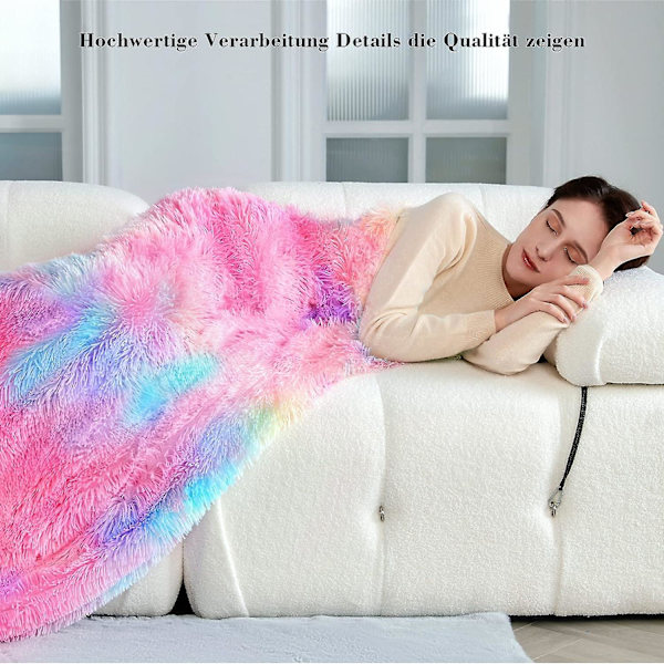 Tæppe, Hvert tæppe er det eneste regnbue tæppe, Fluffy tæppe 130x160 cm, Kunstpels tæppe, Blødt varmt tæppe