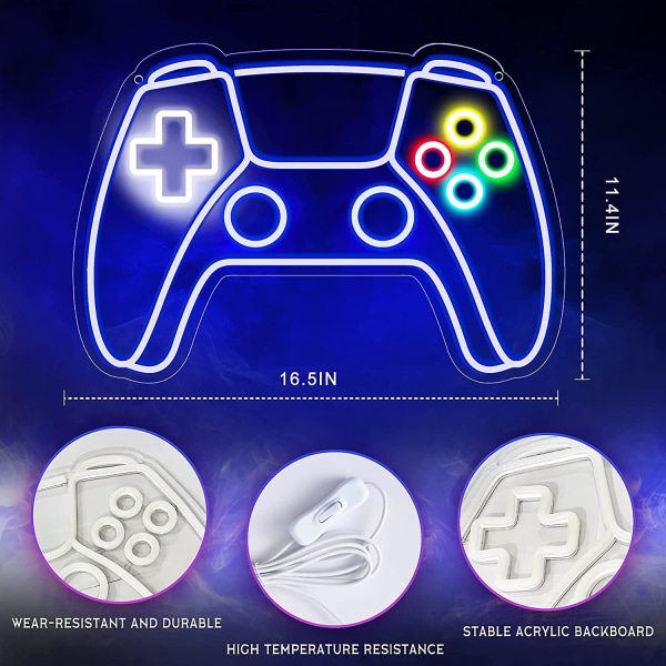 Gamer Neon-skylt, Gamepad-formad LED-neonskylt för spelarrumsdekor, Gaming Neon-skylt för pojkrumsdekor, Neon Gaming-skylt för spelväggsdekor, Usb