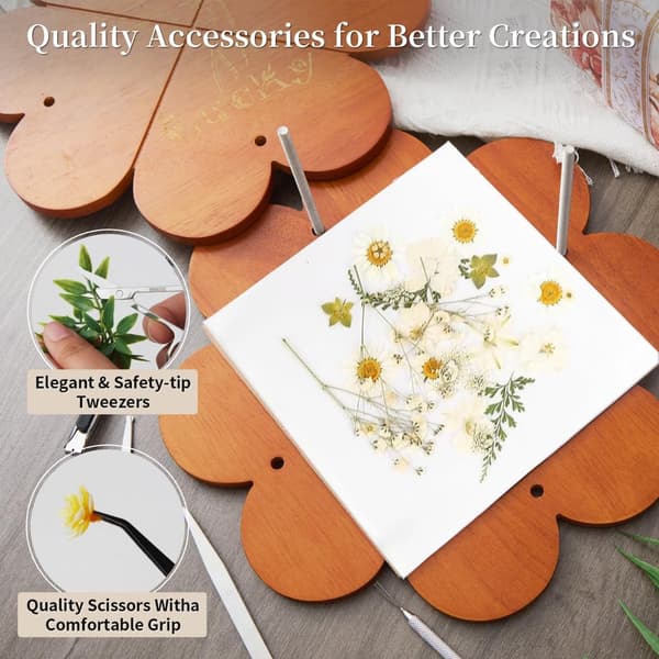 Extra Stort Blompresskit – Blomkonserverings-/Torkningskit för DIY Bröllopsbukettkonservering, 28x28 cm Träpress