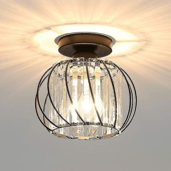 Moderne Krystall Taklampe E27 Led Taklampe Mini Krystall Lysekrone For Kjøkken Spisestue Soverom Gang Inngang (svart)HY