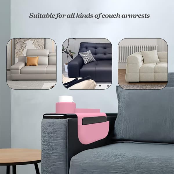 Sofaarmlenbrett - Sofaoppbevaringsmatte - Armleneorganisator - Koppholder - Silikonmateriale - Brett med koppholder - Sklisikker matte for sofa - Svart
