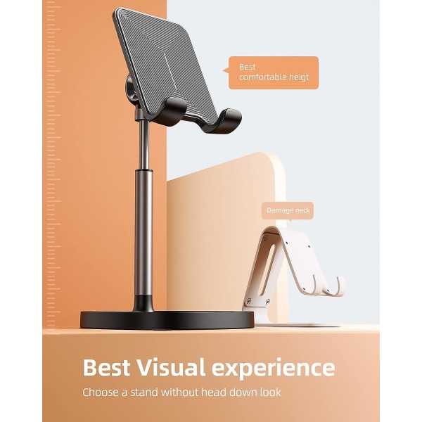 Mobiltelefonstativ, justerbart telefonstativ for skrivebord, tykt dekselholderstativ, høyere telefonstativ
