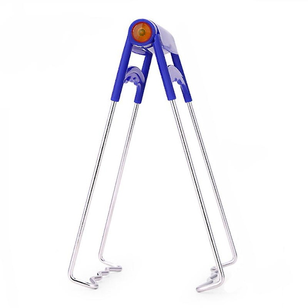 Rustfrit Stål Plade Klips Varmt Retter Løfter Køkken Plade Gripper Foldbar Varmt Retter Løfter Skål Klips Keramik Holder Plade Henter Tænger (1 stk, Blå)