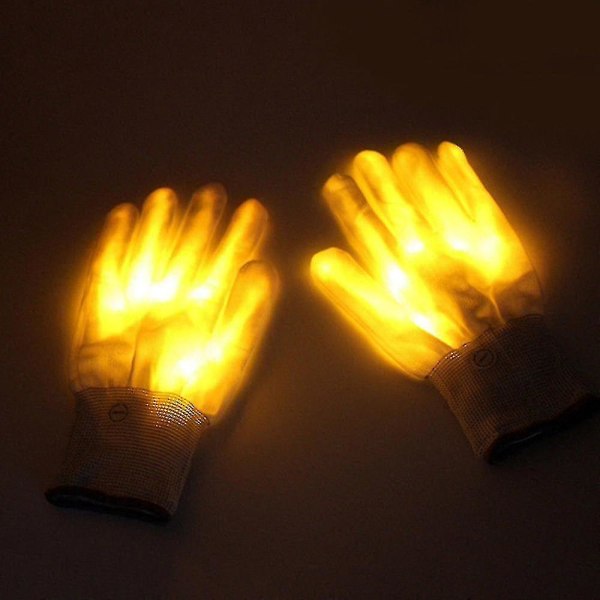 Led Farverige Handsker Finger Lights Party Rave Blinkende Handske Børn Unisex Gul