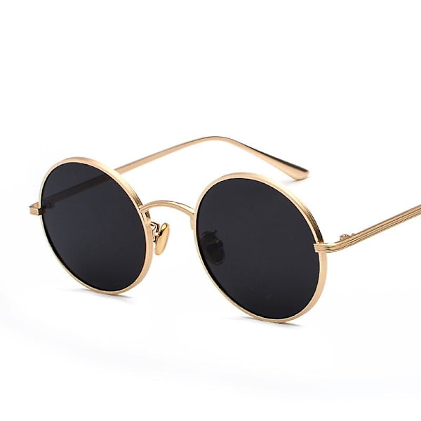 Kultakehykset mustilla ja harmailla glitterillä - klassiset polarisoidut aurinkolasit miehille ja naisille pyöreät retro vintage metallikehykset Lennon Unisex UV400-suojalla