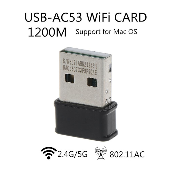 Wifi-adapter 2.4 GHz/5 GHz USB-AC53 for Nano USB trådløst nettverkskort for PC-bærbar PC