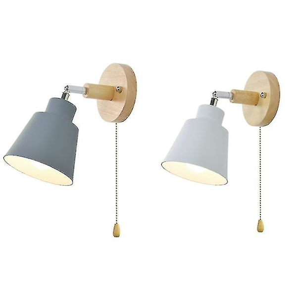 Elegant nordisk trævæglampe senglampe væglampe væglampe til soveværelse korridor med lynlås kontakt frit roterbar Eu stik Ns2