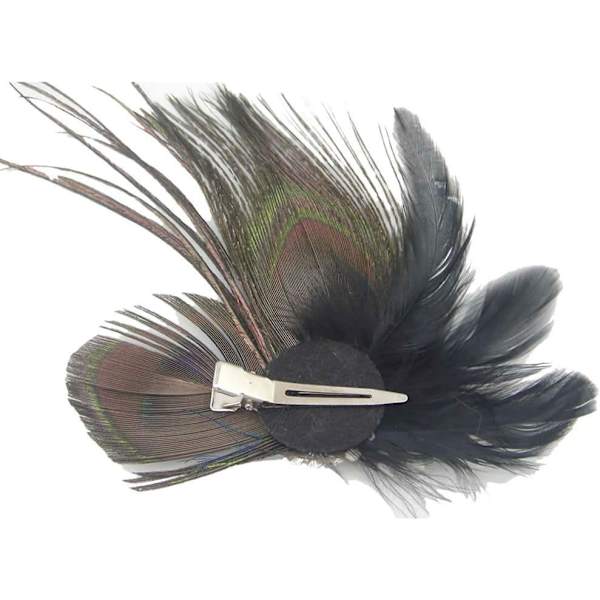 2 kpl Muodikkaita Riikinkukkosulka Hiustenklipsit Hiustapit Iltapuku Päähine Häät Sulka Fascinator Naisille ja Tytöille Green 1 count (Pack of 2)