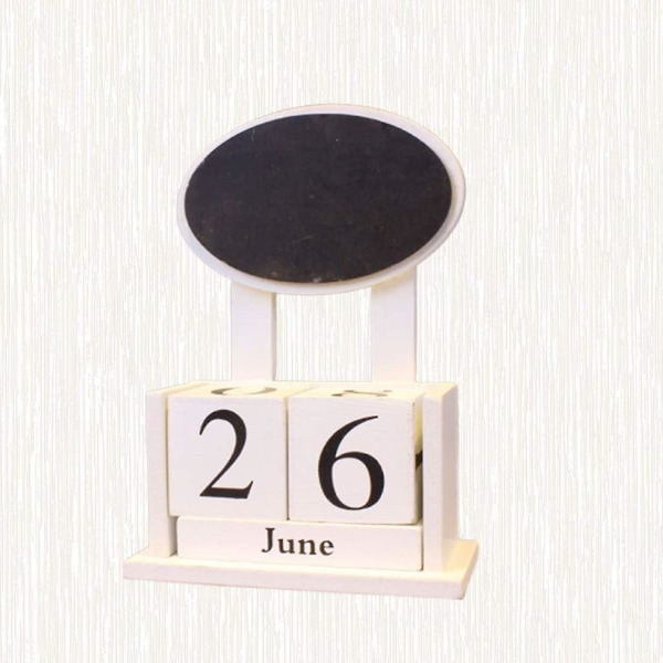 Kalenderblock för Skrivbord Liten Blackboard Kalender Perpetual Desktop Träblock Månad Datum Visning Hempresent för hemmakontor Oval (1st, träfärg)