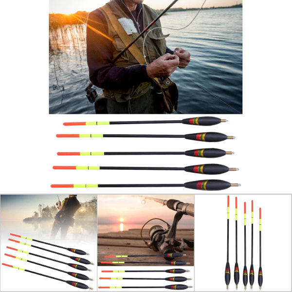 5 Pcs Durable Balsa Wooden Fishing Floats Bobber Multi Purpose Fish Feed Baits Accessories Kit( )