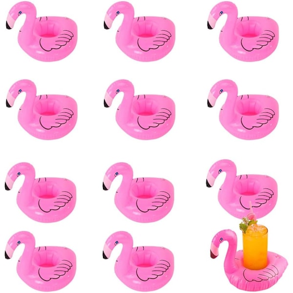 Flamingo koppholder, oppblåsbar drikkeholder for basseng, boblebad, svømming, strandflyter, kystbane, vannspill, hawaiiansk luau-festdekorasjoner pink 12 PACK