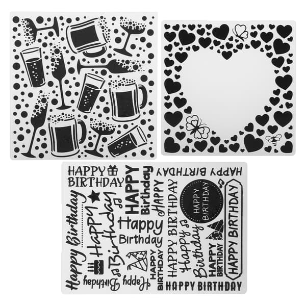 3 stk. pregefolder i plast DIY kortlaging papirhåndverk scrapbooking preget mal