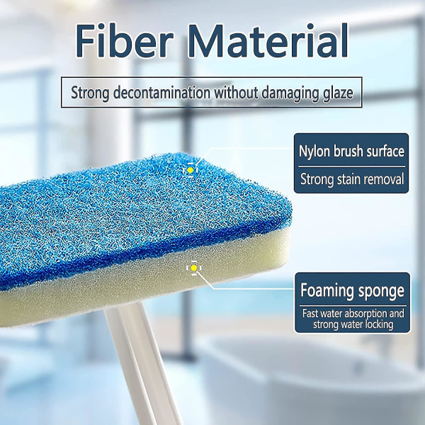 2-i-1 multifunksjonell rengjøringsbørste med langt håndtak, badekar og fliser avtagbar svampbørste