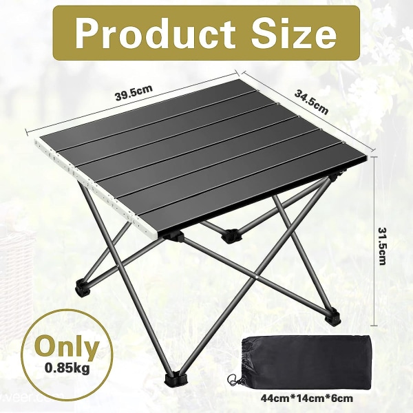 Campingbord, sammenleggbart campingbord, sammenleggbart bord bærbart Ultralett aluminiumslegering med bæreveske, sammenleggbare campingbord for utendørs, piknik, være