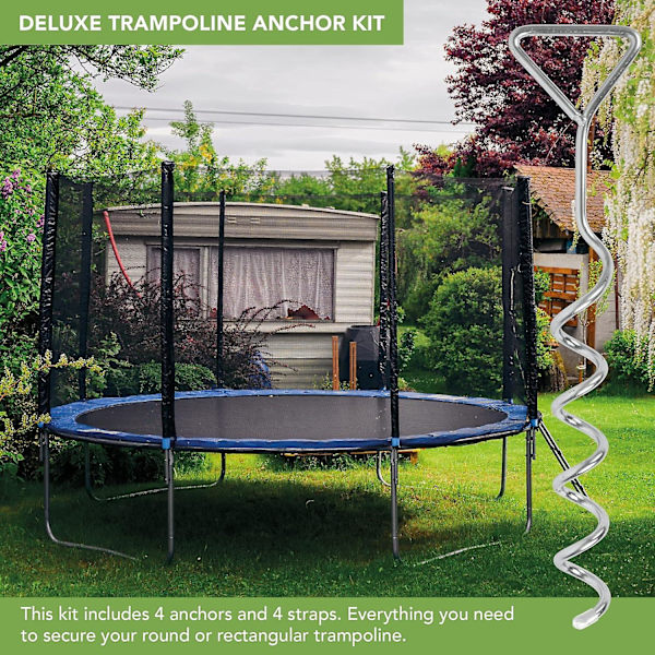 8-delt trampolinankersæt - Heavy Duty trampolinpløkker med rivebestandige fastspændingsstropper, gyngeankersæt, trampolinankersæt