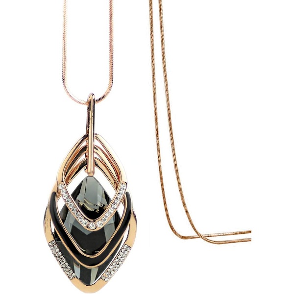 Triple Layer Vedhæng Halskæde Lang Statement Vedhæng Halskæde Lang Sweater Kæde Rhombus Pendant
