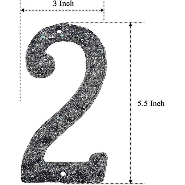 Støbejernshusnumre - 5,5 tommer høje husadressnumre med matchende