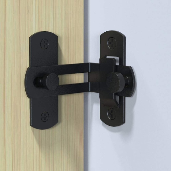 (svart) 90 graders vippedørlås Bolt låvedør rettvinklet lås buet dørspenne