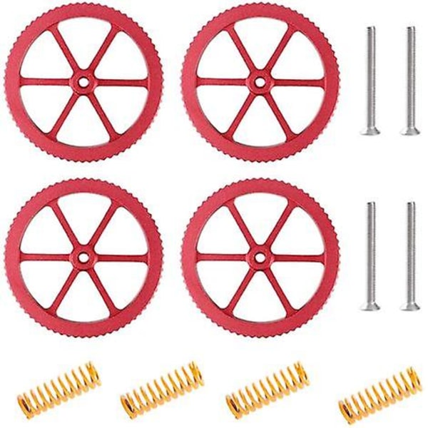 3d-skriver nivelleringsmutter 4 stk håndvridd aluminium nivelleringsmutter med 4 stk kompresjonsfjær for Ender 3 Pro, Ender 5, Cr-10s Pro