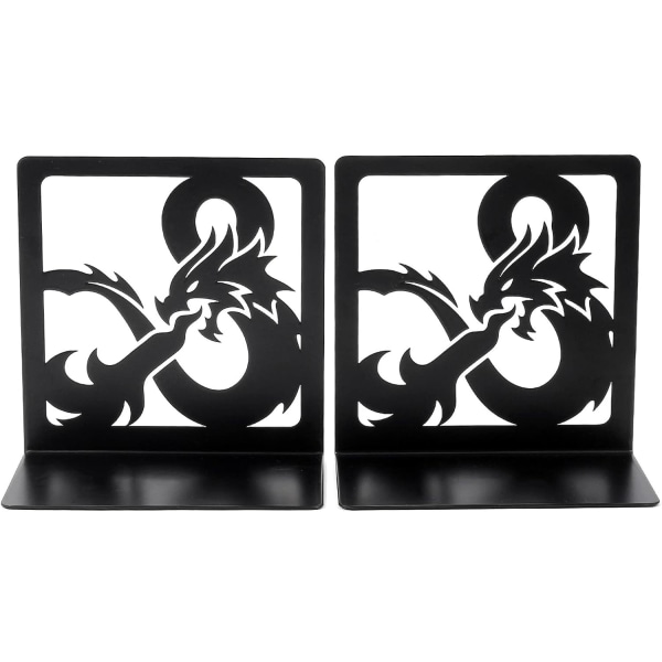 Gotiska drake-design bokstöd, dekorativa svarta metallbokstöd, unika coola bokstöd bokstativ för hemmakontorsdekoration, böcker Su Dragon