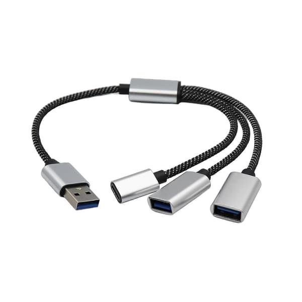 USB 2.0 Strømsplitterkabel, 1 Han til 2 Hun Adapter med USB C til Opladning og Data Synkronisering til Bærbar Computer