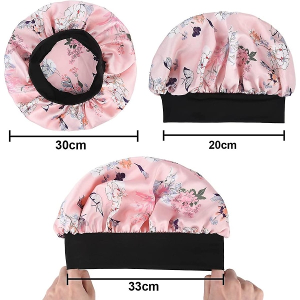 Satin Bonnet Sleep Cap, 3 Pack Night Head Cover til kvinder