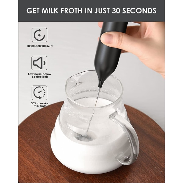 Elektrisk mælkeskummer, genopladelig usb-c mælkeskummer med stativ i rustfrit stål Automatisk mælkeskummer Vægmonteret stav til kaffe, latte og cappu