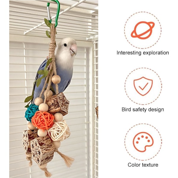 Budgie-lelut, papukaijalelut, lintulelut, lintujen nokan hiomiseen tarkoitetut pulmalelut tylsyyden lievittämiseen, lintulelut sopivat pienille ja keskikokoisille 25cm