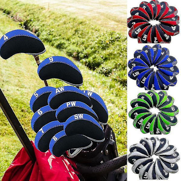 12 stk/sett Golfkølle Jernhodetrekk Beskytter Neopren Golf Beskyttende-hodetrekk
